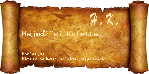 Hajmási Koletta névjegykártya